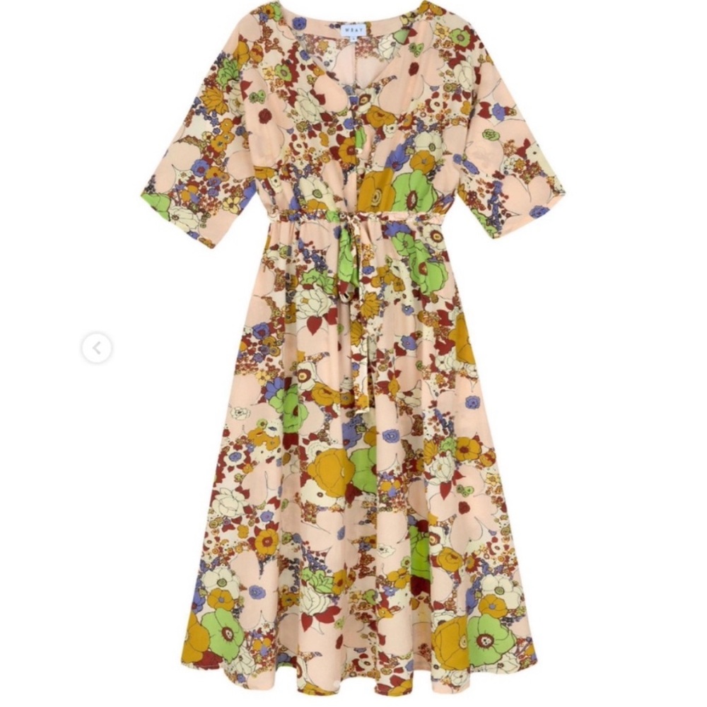 WRAY NYC Silk Market Dress in Psych Floral Midi - Size M
